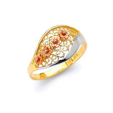 Flower Ladies Ring in 14K Tri-Color Gold