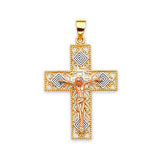 Crucifix Pendant in 14K Tri-Color Gold