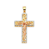 Crucifix Pendant in 14K Tri-Color Gold