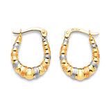 Scallop Hoop Earrings in 14K Tri-Color Gold