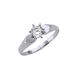 White CZ High-Polish Engagement Ring in 14K White Gold