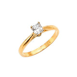 White CZ High-Polish Engagement Ring in 14K Gold