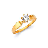White CZ High-Polish Engagement Ring in 14K Gold