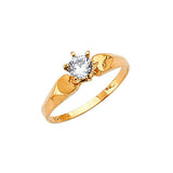 White CZ High-Polish Engagement Ring in 14K Gold
