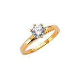 White CZ High-Polish Engagement Ring in 14K Gold