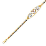 Valentino White CZ Ladies Bracelet In 14K Tri-Color Gold