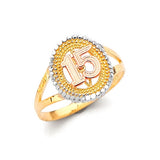 Ladies Ring in 14K Tri-Color Gold