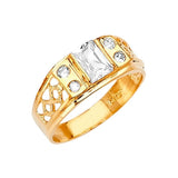 White CZ Fancy Mens Ring in 14K Gold