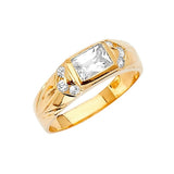 White CZ Fancy Mens Ring in 14K Gold
