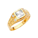 White CZ Mens Ring in 14K Gold