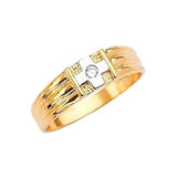 White CZ Fancy Mens Ring in 14K Two-Tone Gold