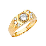White CZ Mens Ring in 14K Gold