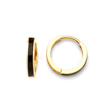 Huggie Earrings with Onyx in 14K Gold