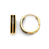 Huggie Earrings with Onyx in 14K Gold