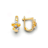 Flower Huggie Earrings in 14K Two-Tone Gold