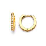 Huggie Earrings with White CZ in 14K Gold
