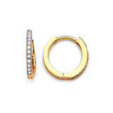 Huggie Earrings with White CZ in 14K Gold