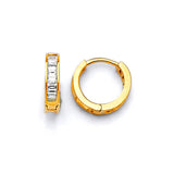 Huggie Earrings with White CZ in 14K Gold