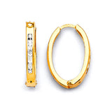 Huggie Earrings with White CZ in 14K Gold