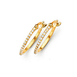 Huggie Earrings with White CZ in 14K Gold