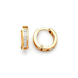 Huggie Earrings with White CZ in 14K Gold