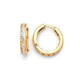 Huggie Earrings with White CZ in 14K Gold