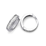 Huggie Earrings with White CZ in 14K White Gold