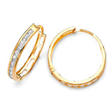 Huggie Earrings with White CZ in 14K Gold