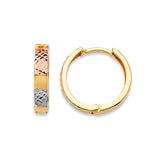 Huggie Earrings in 14K Tri-Color Gold