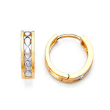 Huggie Earrings in 14K Two-Tone Gold