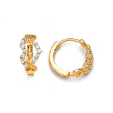 Heart Huggie Earrings with White CZ in 14K Gold