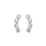 Crawler Stud Earrings with White CZ in 14K Gold and Screw Backing