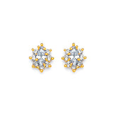 Flower Stud Earrings with White CZ in 14K Gold and Butterfly Backing