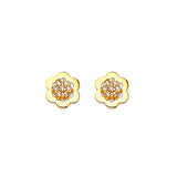 Stud Earrings with White CZ in 14K Gold and Butterfly Backing