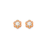 Stud Earrings with White CZ in 14K Rose Gold and Butterfly Backing