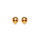 Stud Earrings with Red Enamel in 14K Gold and Screw Backing