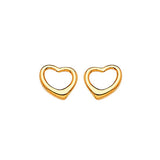 Heart Stud Earrings in 14K Gold and Screw Backing