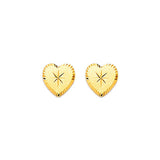 Heart Stud Earrings in 14K Gold and Butterfly Backing