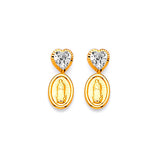 Guadalupe Dangling Earrings with White CZ in 14K Gold and Butterfly Backing