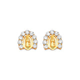 Guadalupe Stud Earrings with White CZ in 14K Gold and Screw Backing