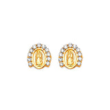 Guadalupe Stud Earrings with White CZ in 14K Gold and Screw Backing