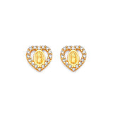 Guadalupe Stud Earrings with White CZ in 14K Gold and Butterfly Backing
