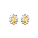 Guadalupe Stud Earrings with White CZ in 14K Gold and Butterfly Backing