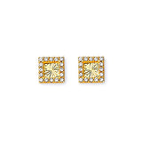 Stud Earrings with White CZ in 14K Gold and Screw Backing