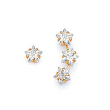 Star Crawler Stud Earrings with White CZ in 14K Gold and Screw Backing