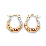 Scallop Hoop Earrings in 14K Tri-Color Gold