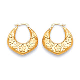 Flower Scallop Hoop Earrings in 14K Gold