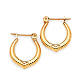 Heart Scallop Hoop Earrings in 14K Gold