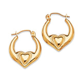 Heart Scallop Hoop Earrings in 14K Gold