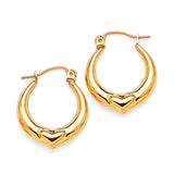 Heart Scallop Hoop Earrings in 14K Gold